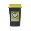 Sharpsafe genbrugsplast, kanylebeholder, firkantet, bred, med låg, gul/grå, 7 l