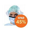 Suavel, Antifluid maske, type IIR, visir, bindebånd, blå, 120 mm x 300 mm