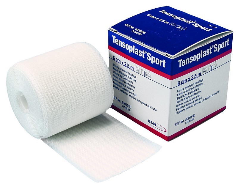 Tensoplast sport, klæbende bind, kort stræk, latexfri, 6 cm x 2,5 m