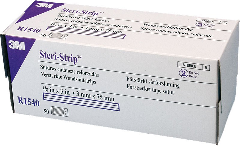 Steri-Strip, suturtape hvid, forstærket, steril, 3 mm x 75 mm