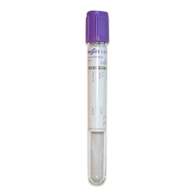 Vacutainer, glas, lilla, K2EDTA, 5/4 ml