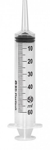 Plastipak, 3-komp. sprøjte, grad/1 ml, kat.ansats, steril, 50/60 ml