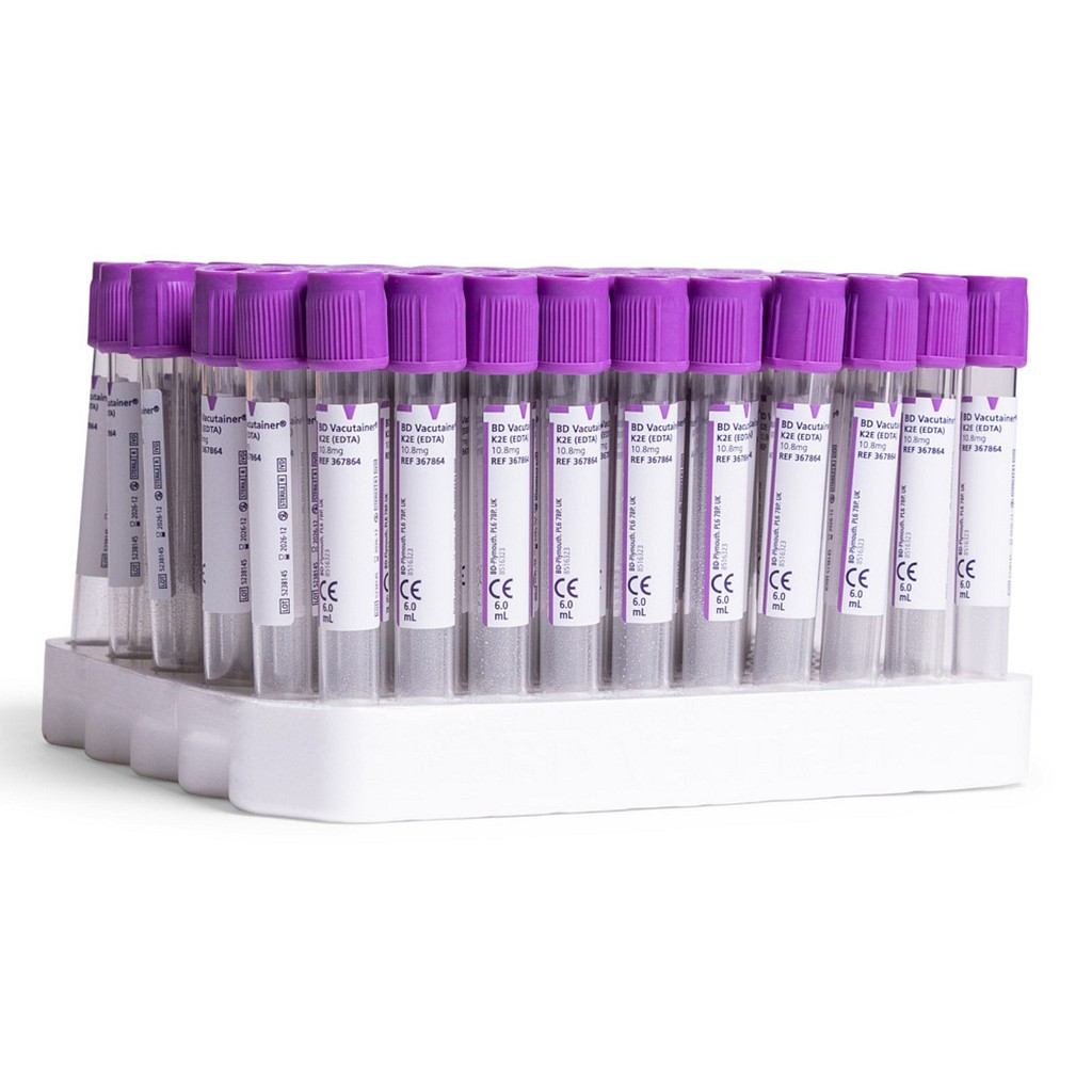Vacutainer, glas, lilla, K2EDTA, 7/6 ml