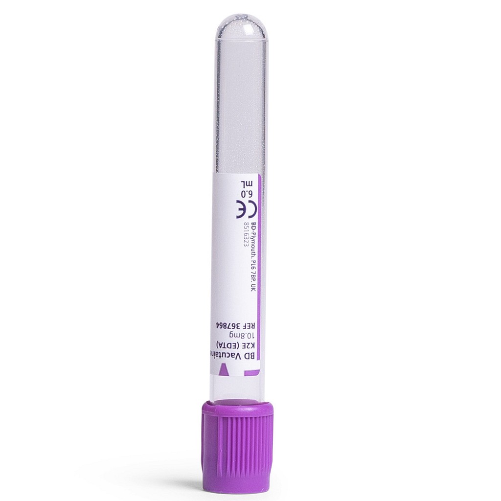 Vacutainer, glas, lilla, K2EDTA, 7/6 ml