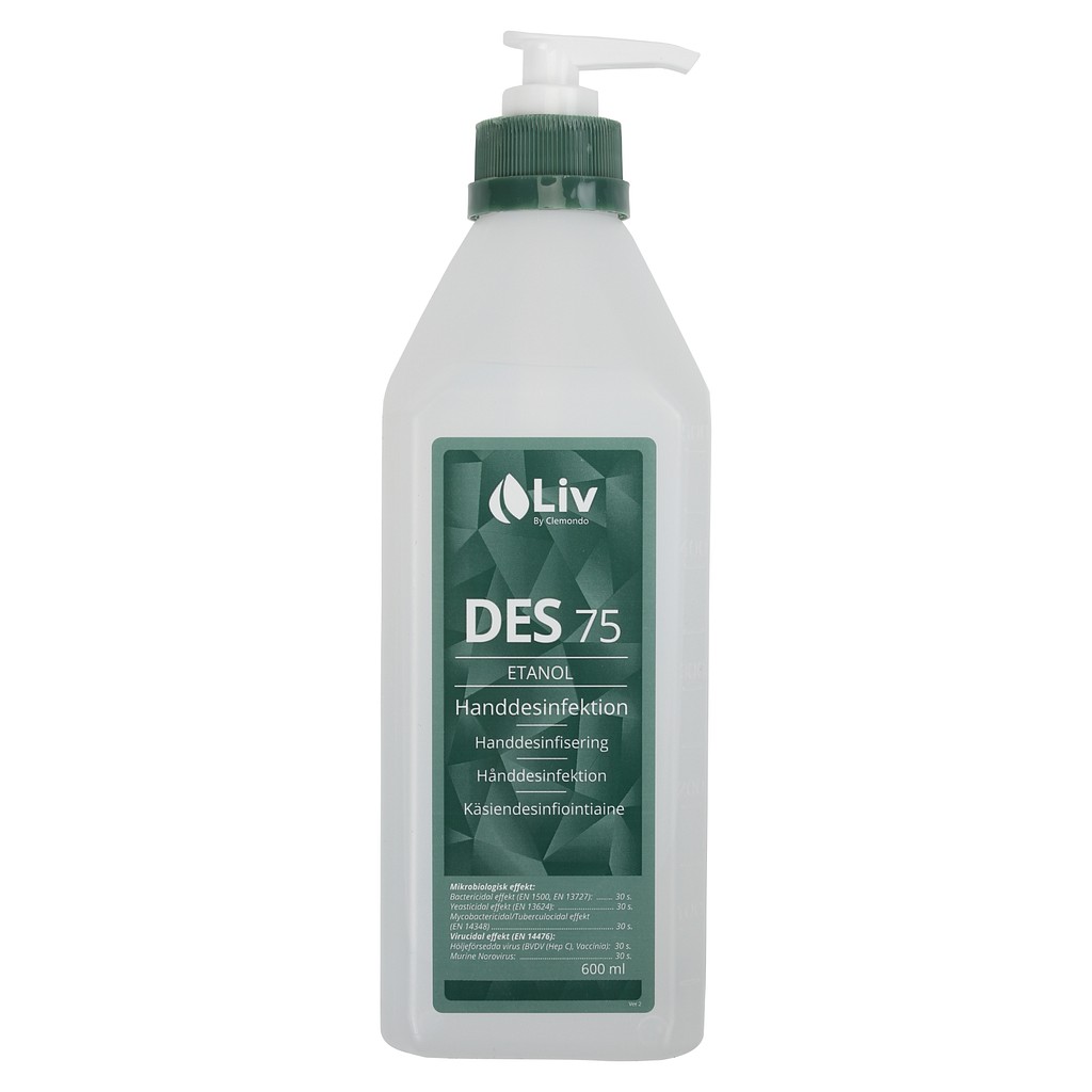 Liv, Hånddesinfektion 75% m. pumpe, 600 ml