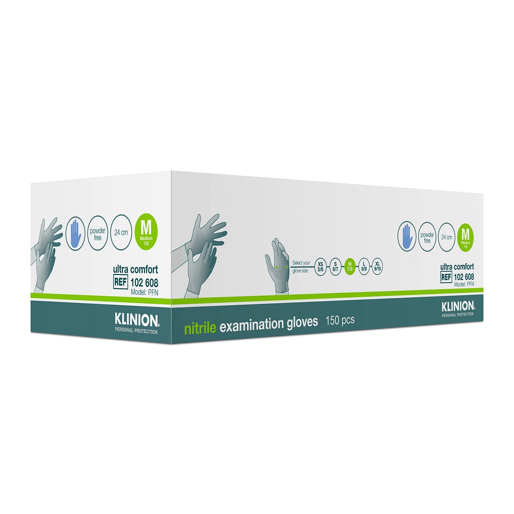 Klinion Protection Ultra Comfort, nitrilhandske, blå, PF, medium