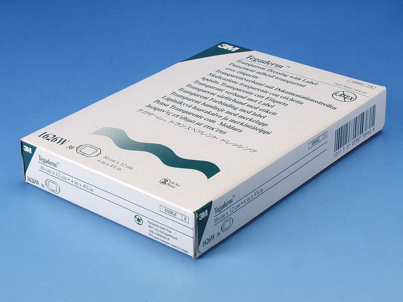 Tegaderm film, m/ramme og label, steril, 10 cm x 12 cm