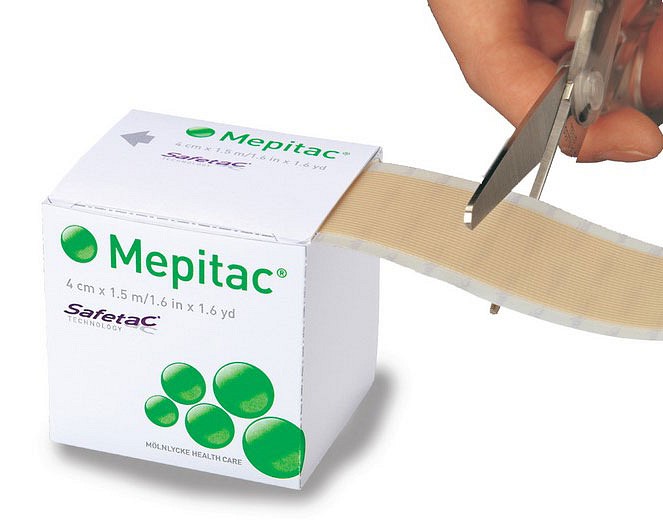 Mepitac, fikseringstape med Safetac silikone, 2 cm x 3 m