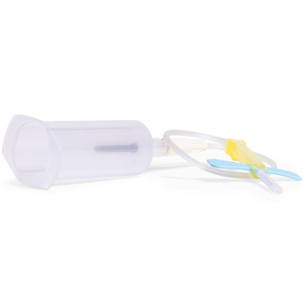 Vacutainer, blå, safety-lok, combo, 18 cm slange, steril, 23G x 3/4in, 0,6 mm x 19 mm