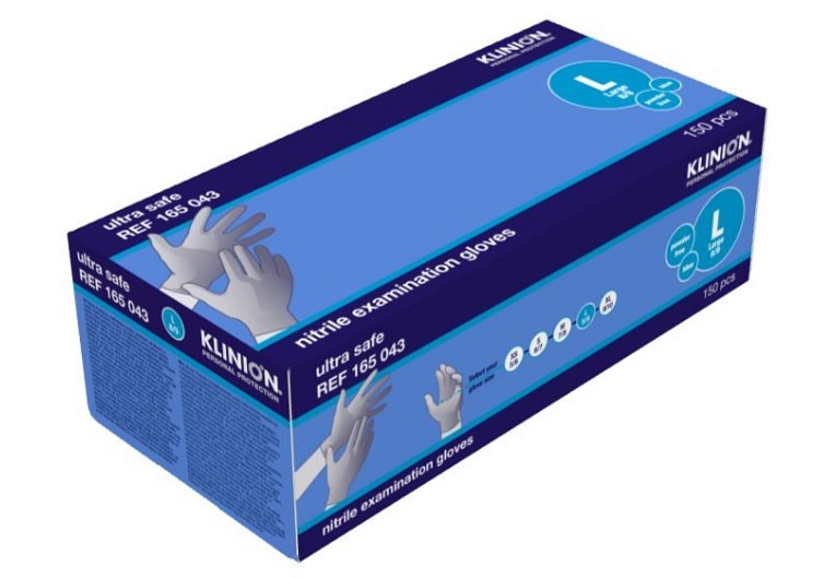 Klinion Protection Ultra Safe, nitrilhandske, blå, PF, large