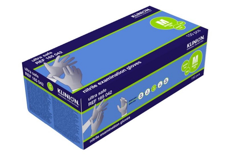 Klinion Protection Ultra Safe, nitrilhandske, blå, PF, medium