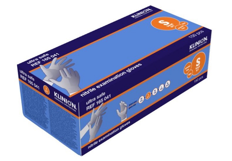 Klinion Protection Ultra Safe, nitrilhandske, blå, PF, small