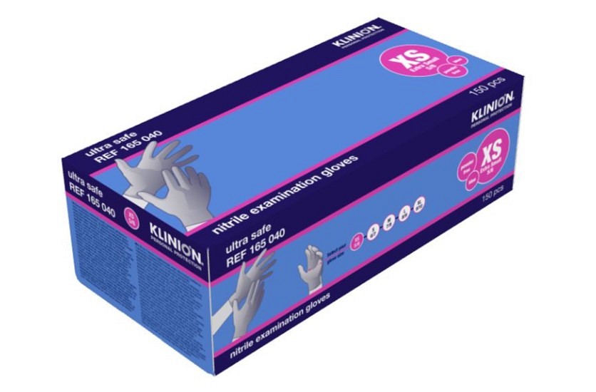 Klinion Protection Ultra Safe, nitrilhandske, blå, PF, x-small