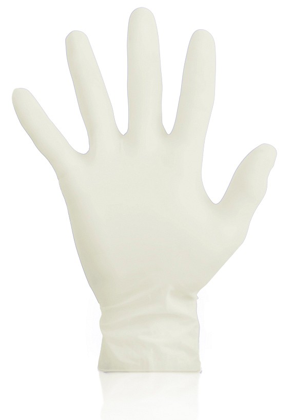 Klinion Protection, latex handske, Polymercoated, hvid, PF, large