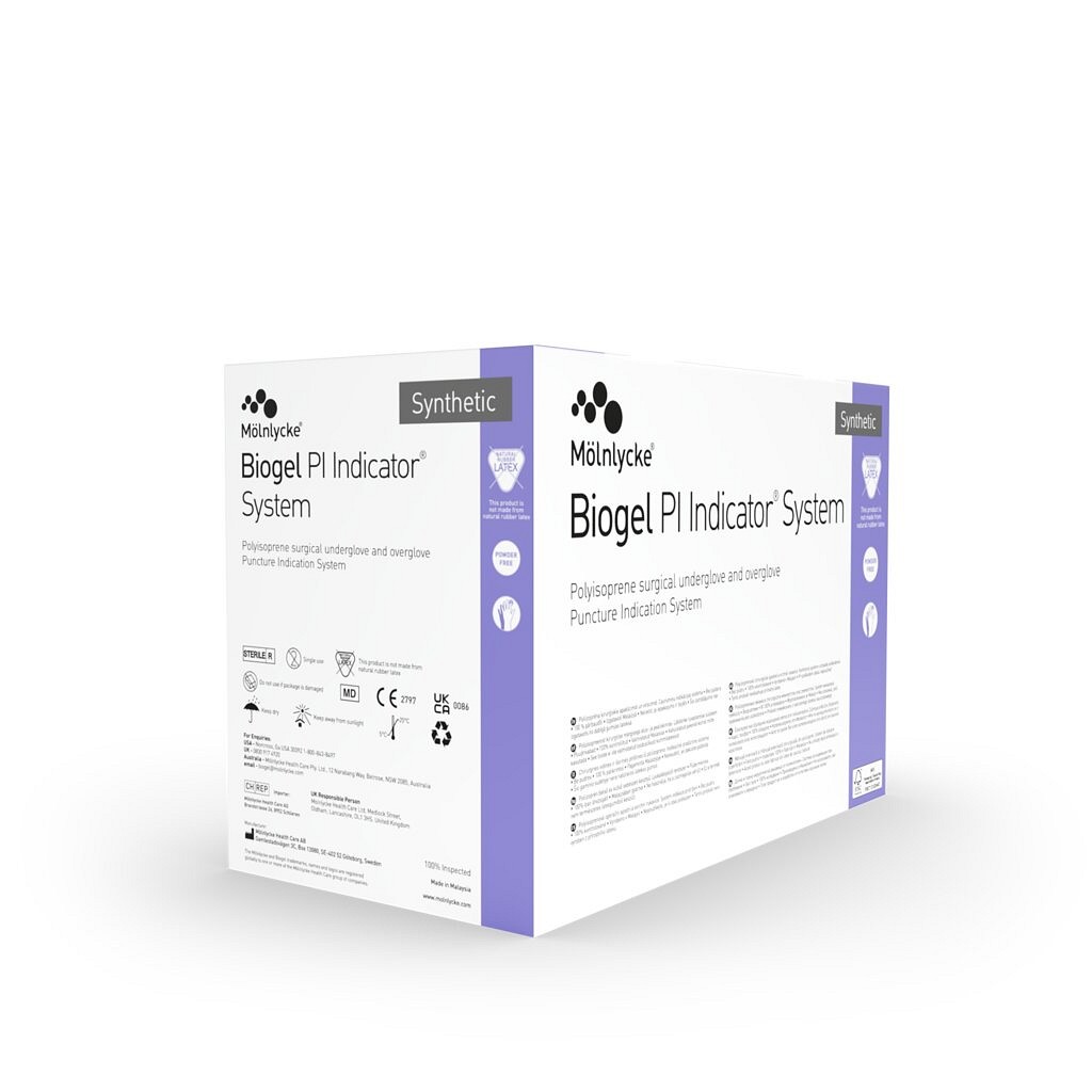 Biogel PI Indicator, OP handske, latex fri, pudderfri, natur/blå, steril, str. 6