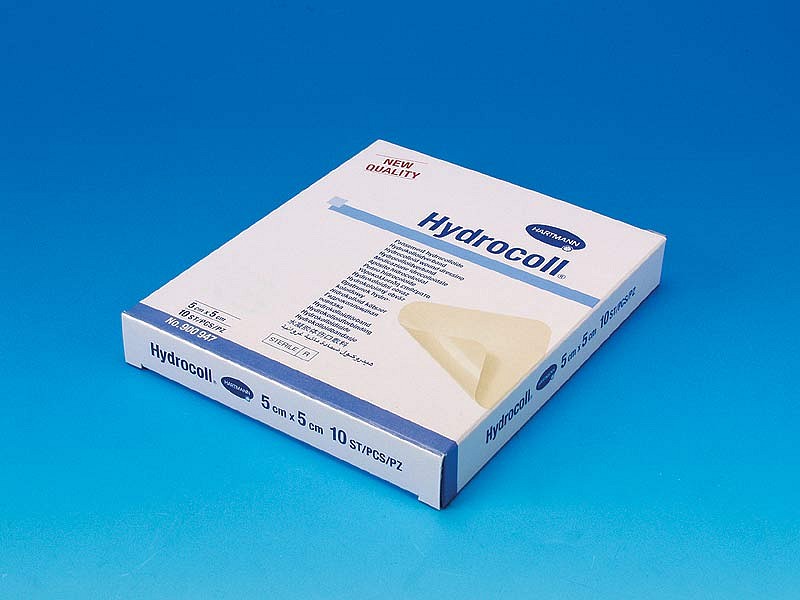 Hydrocoll Standard, hydrocolloid bandage med affasende kanter, steril, 5 cm x 5 cm