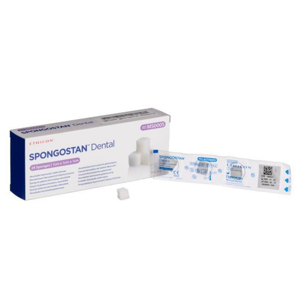 Spongostan, dental, hæmostatisk gelatinesvamp, steril, 1 cm x 1 cm x 1 cm