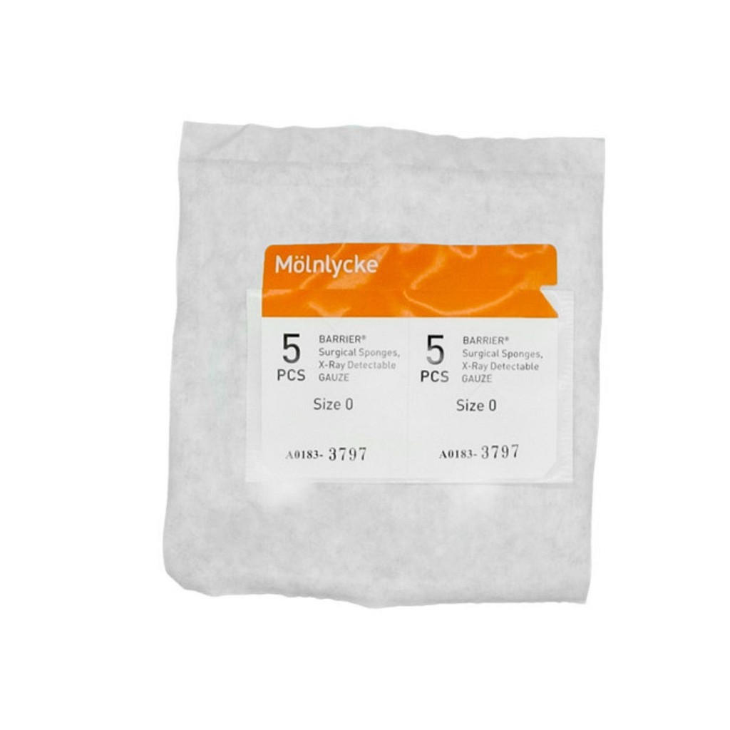 Standard gaze rund tampon, X-ray, nr. 0, orange label, brev a 5 stk, steril, Ø 16 mm