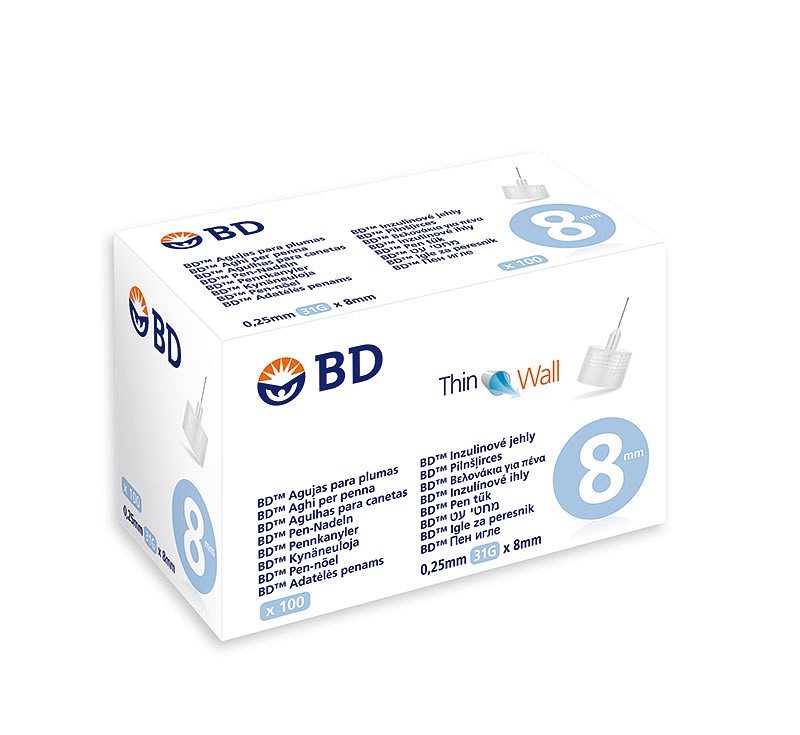 BD, penkanyle, steril, 8 mm x 0,25 mm (31G)