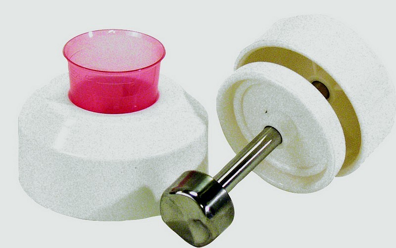 Mediq, tabletknuser, hvid morter m. metal stempel