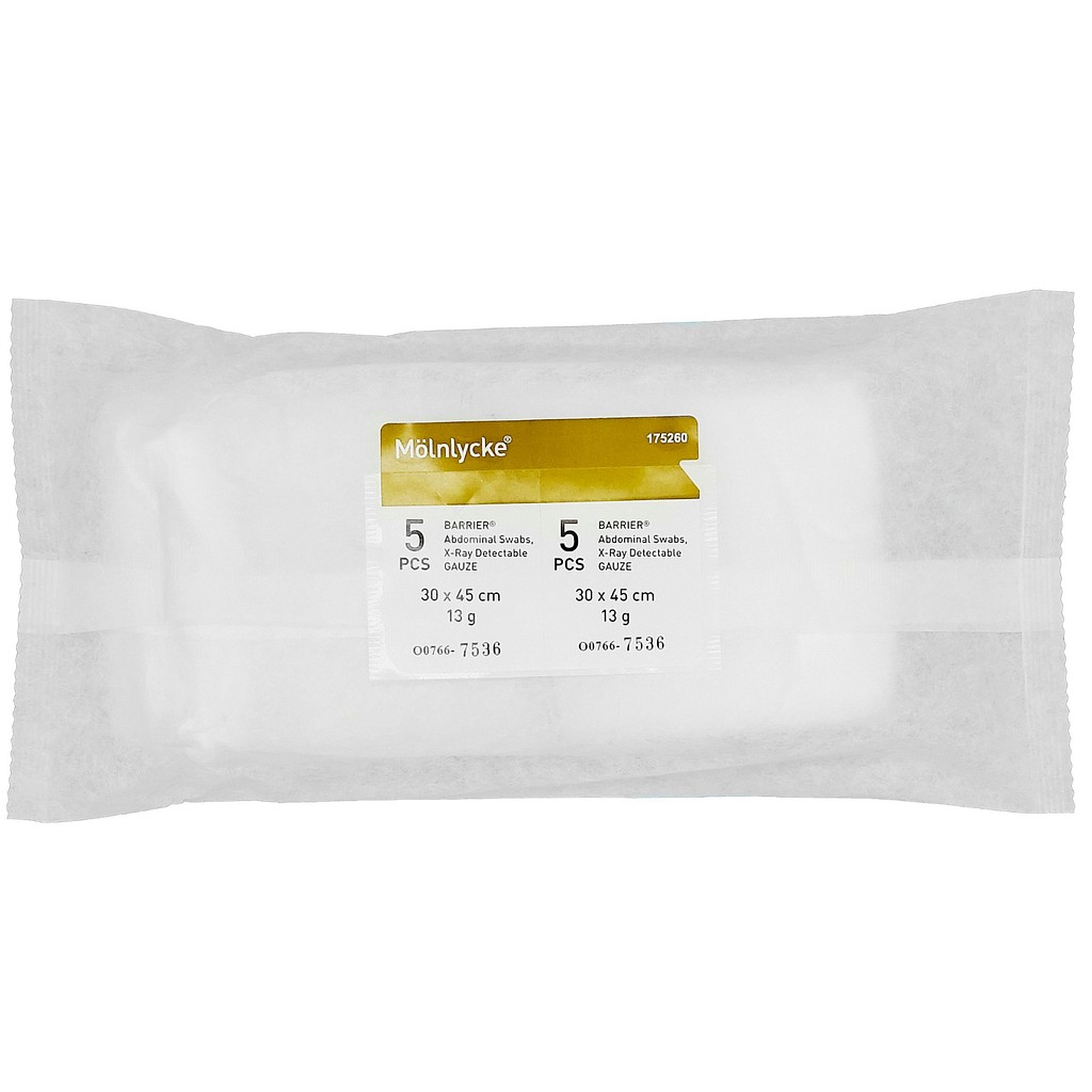 Standard OP-Serviet X-ray, 3 lag , brun label, brev a 5 stk, steril, 30 cm x 45 cm