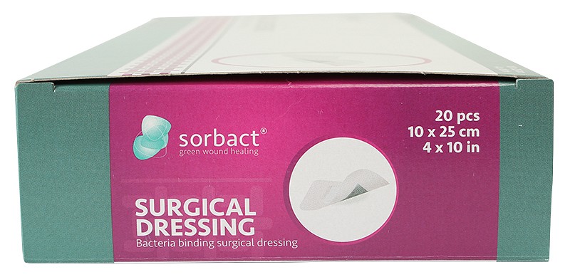 Sorbact Surgical, bandage, sårpude 5x20cm, steril, 10 cm x 25 cm