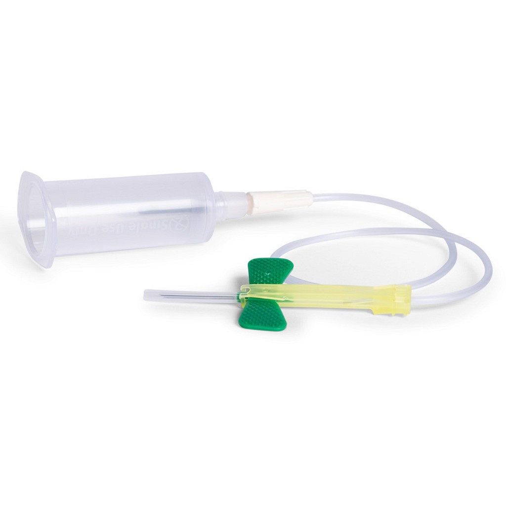 BD Vacutainer, sommerfugl, grøn, Safety-lok, m/holder, 305mm sl., 21G x 3/4in, 0,8 mm x 19 mm