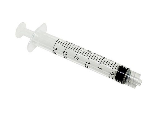 Plastipak, 3-komponentsprøjte, L/L, grad/0,1 ml, steril, 3 ml