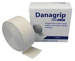 Danagrip, komp.bandage, tubular str. F, hvid, knæ og lår, 10 cm x 10 m