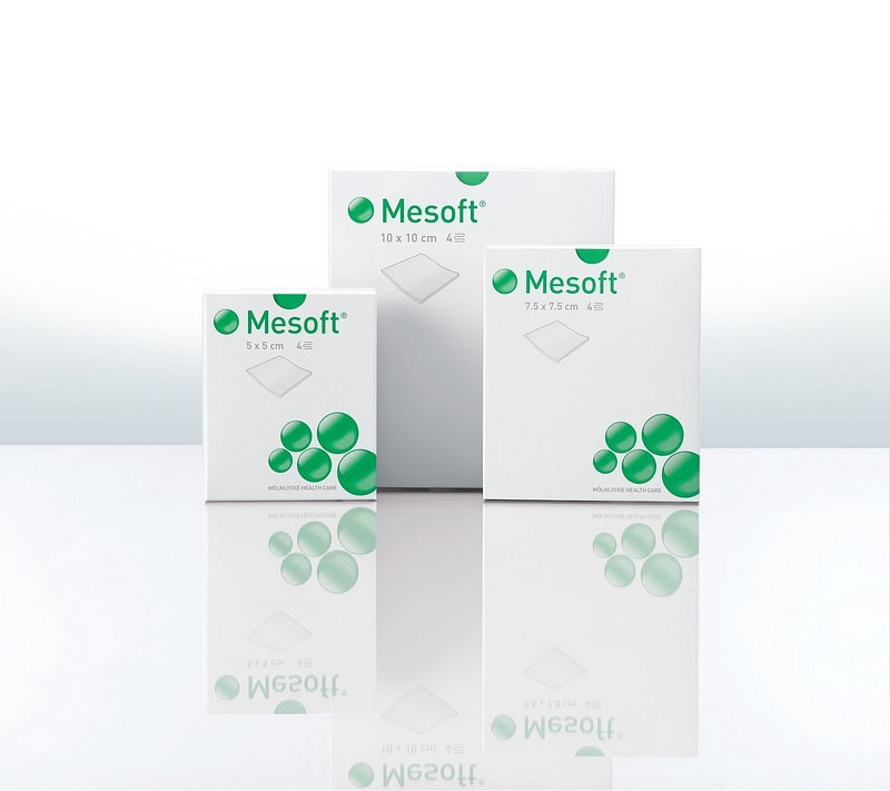Mesoft non-woven, kompres, brev a 5 stk., steril, 5 cm x 5 cm