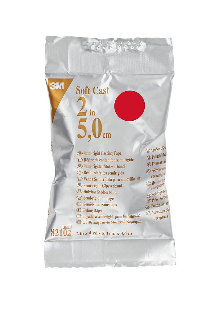 Soft Cast, syntetisk gipsbandage, rød, 5 cm x 3,6 m