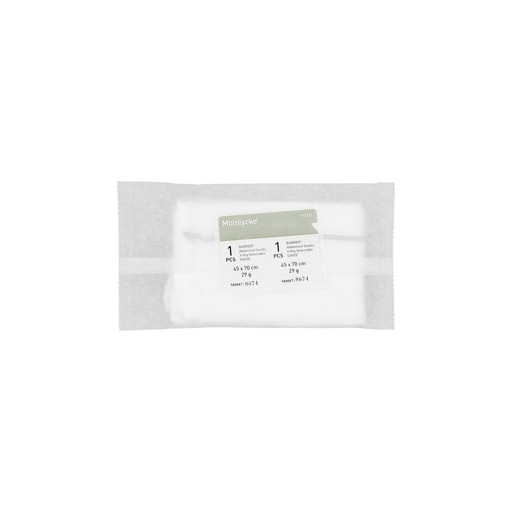 Standard OP-Serviet X-ray, 3 lag, sort label, brev a 1 stk, steril, 45 cm x 70 cm