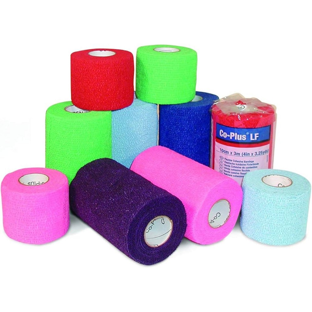 Co-Plus, selvhæftende bind, assorterede farver, latexfri, 7,5 cm x 2 m (4,5 m)