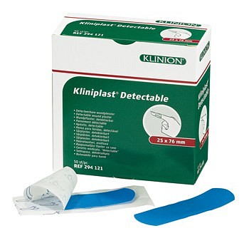 Kliniplast, detectable plaster, blå, 25 mm x 76 mm