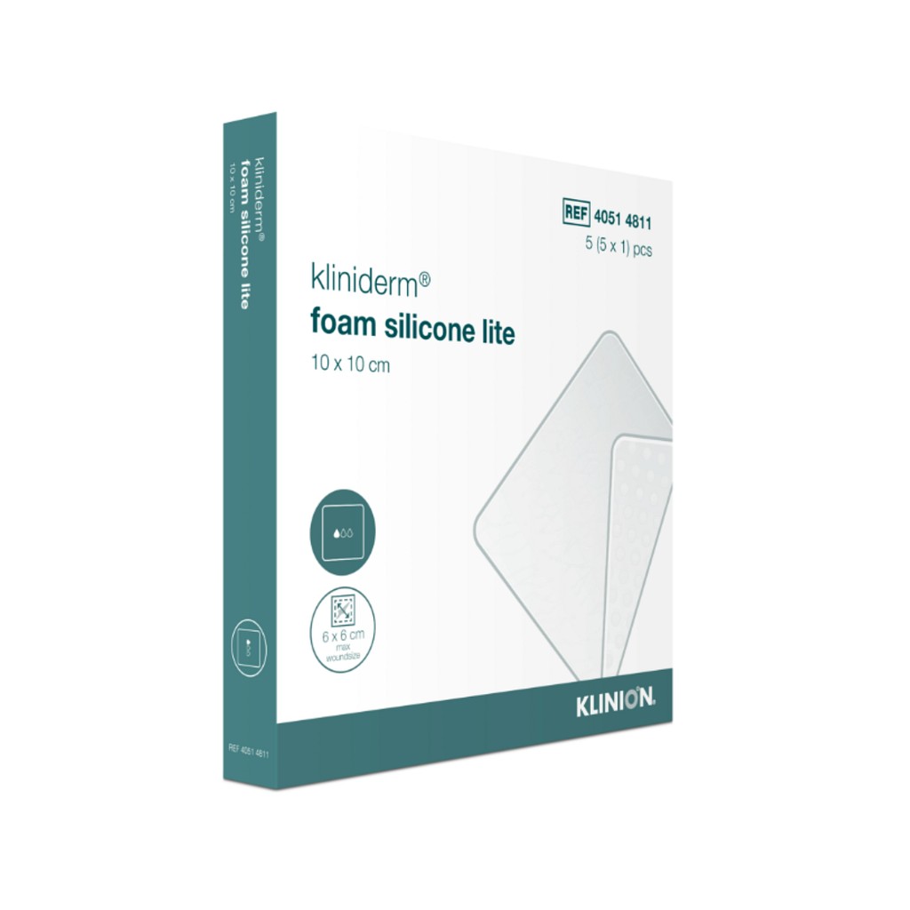 Kliniderm Foam Silikone Lite, skumbandage tynd med silikone, steril, 10 cm x 10 cm