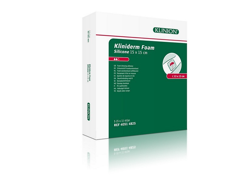 Kliniderm Foam Silikone, skumbandage, steril, 15 cm x 15 cm