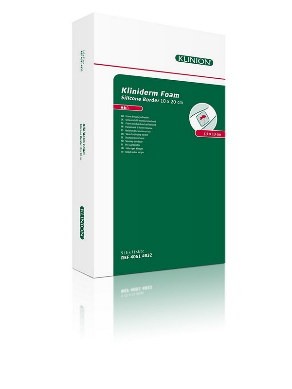 Kliniderm Foam Silikone Border, skumbandage, steril, 10 cm x 20 cm