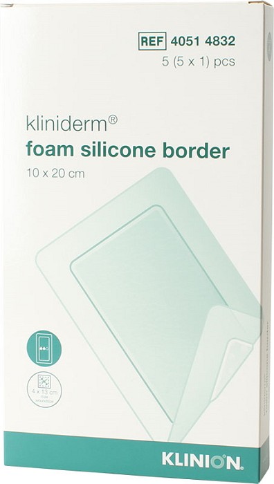 Kliniderm Foam Silikone Border, skumbandage, steril, 10 cm x 20 cm