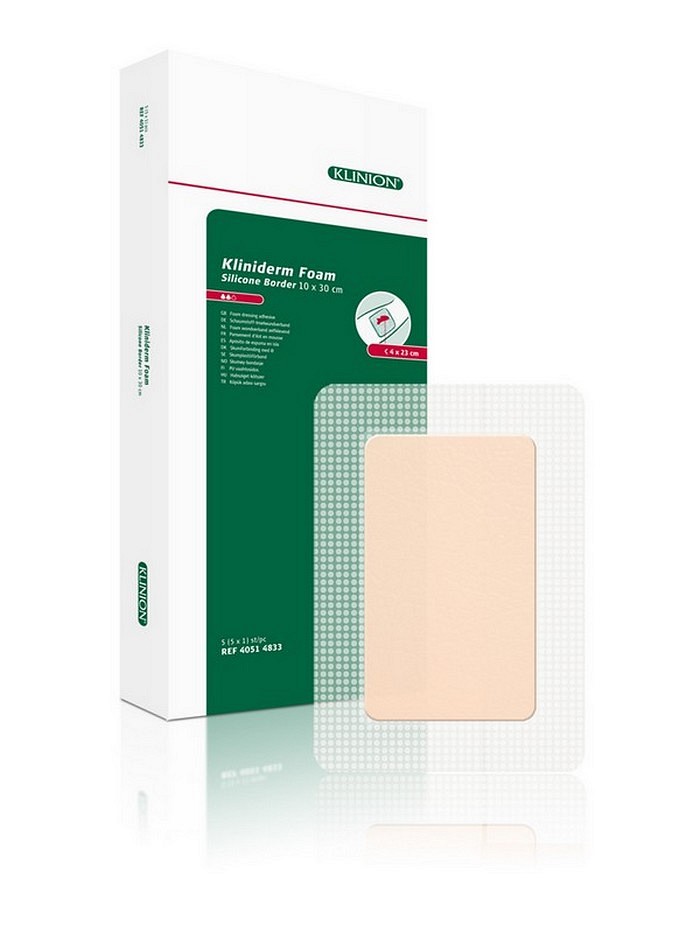 Kliniderm Foam Silikone Border, skumbandage, steril, 10 cm x 30 cm