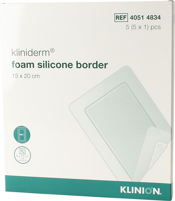 Kliniderm Foam Silikone Border, skumbandage, steril, 15 cm x 20 cm