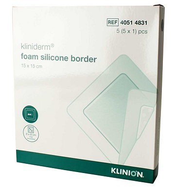 Kliniderm Foam Silikone Border, skumbandage, steril, 15 cm x 15 cm
