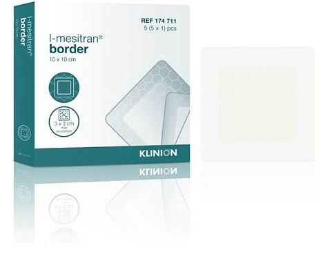 Klinion L-Mesitran, hydrogelplade med honning, border, steril, 10 cm x 10 cm