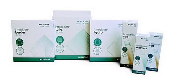 Klinion L-Mesitran, hydrogelplade med honning, border, steril, 10 cm x 10 cm