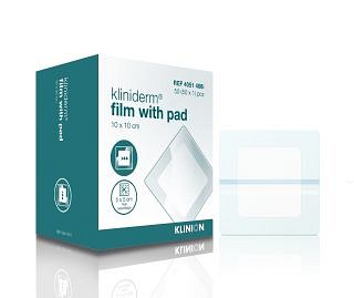 Kliniderm Film, med sårpude 5 cm x 5cm, steril, 10 cm x 10 cm
