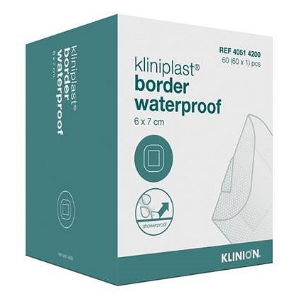 Kliniplast, væsketæt plaster med sårpude 3x4cm, steril, 6 cm x 7 cm