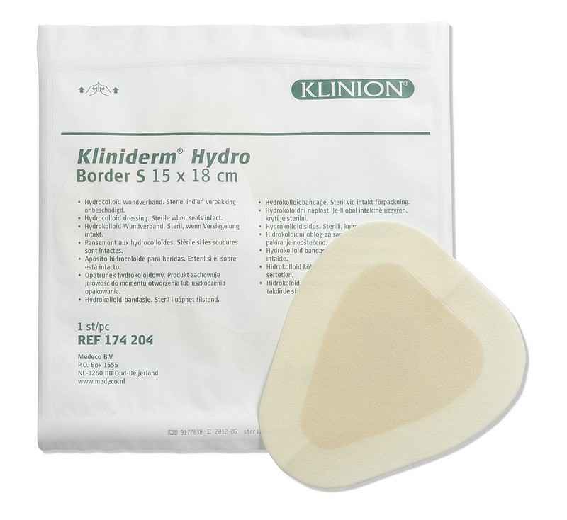 Kliniderm Hydro, hydrocolloid bandage, sacral med border, steril, 15 cm x 18 cm