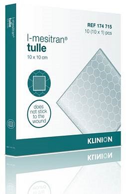 Klinion L-Mesitran, tulle, salvekompres med honning, steril, 10 cm x 10 cm