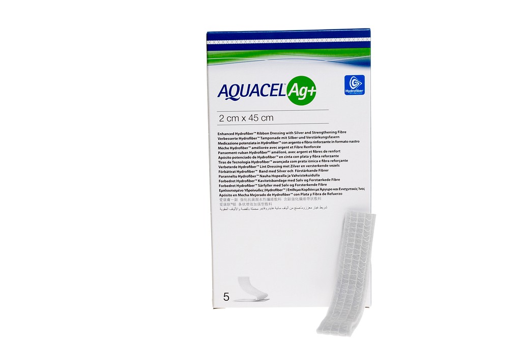 Aquacel Ag+, cavitetsbandage m. sølv&forstærkede fibre, steril, 1 cm x 45 cm
