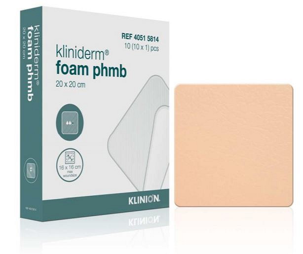 Kliniderm Foam phmb, skumbandage m/phmb, uden klæb, steril, 15 cm x 15 cm