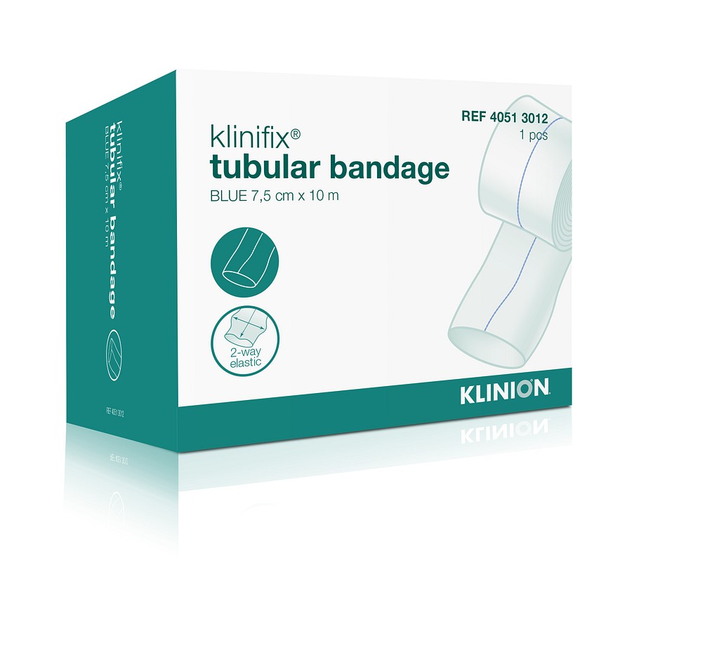 Klinifix, rørbandage 2 way stretch, blå, 7,5 cm x 10 m